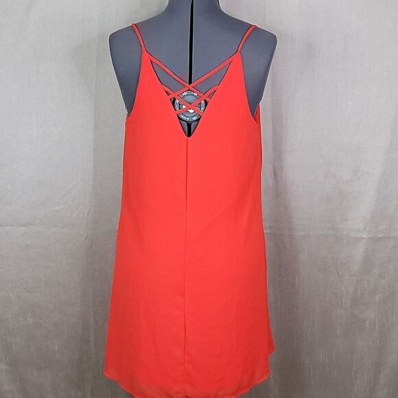 ADRIENNE Red Strappy Little Flowy Mini Dress Small - Picture 6 of 7